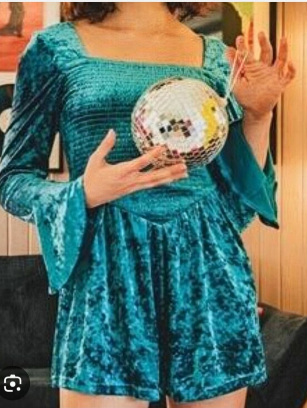 Free People Bali Tightrope Velvet Romper / Jumper Turquoise Women's Small Boho
